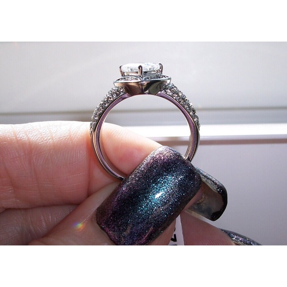 STAINLESS STEEL Princess & Round Cut Cubic Zirconia Ring - Picture 6 of 14